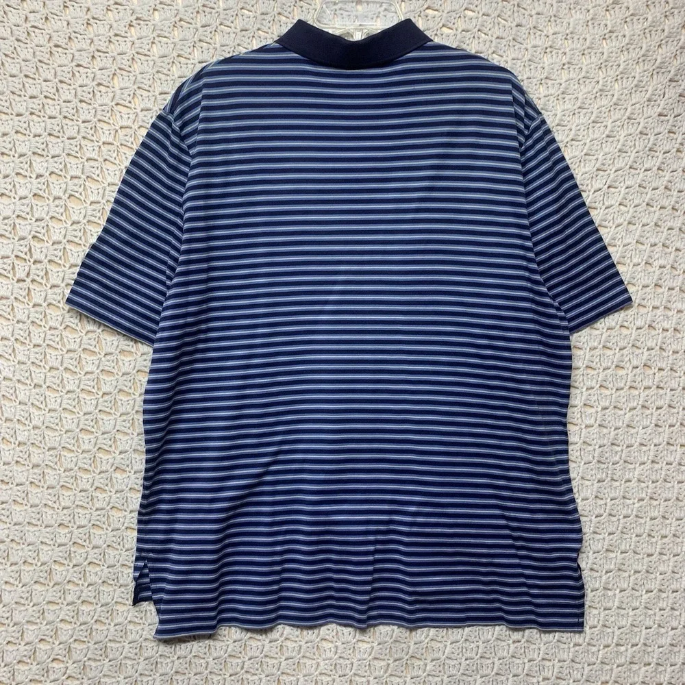 Polo Golf Ralph Lauren Shirt Mens L Navy Blue Striped 100%Pima Cotton Polo Shirt